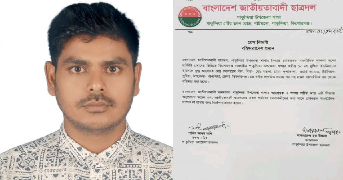 কিশোরগঞ্জে জয় বাংলা, জয় বঙ্গবন্ধু’ লিখে পোস্ট: ছাত্রদল নেতা বহিষ্কার