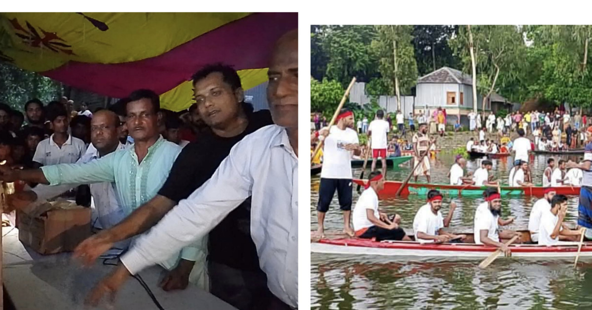 বৈঠার তালে মুখর কাটাখালি নদী, খোকসাবাড়ীতে হাজারো মানুষের উল্লাসে ঐতিহ্যবাহী নৌকাবাইচ